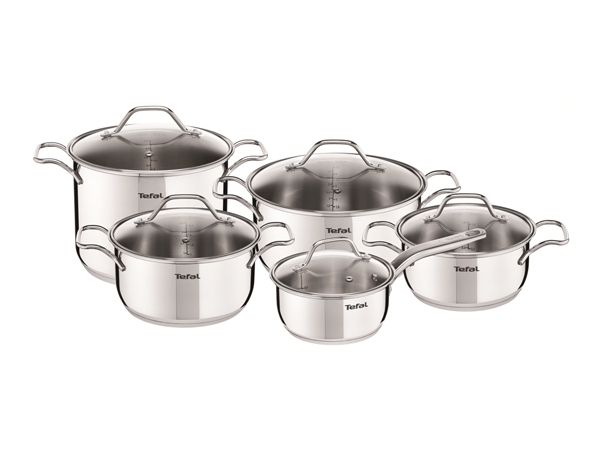 Set de vase TEFAL Intuition, 10 piese, 1.3-6l, 16-24cm, inox, argintiu